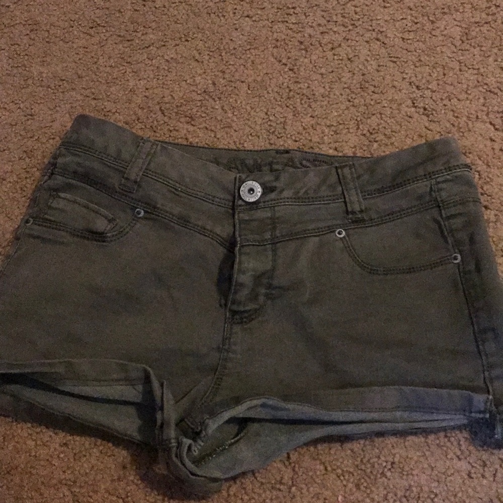 Olive green cute jean shorts